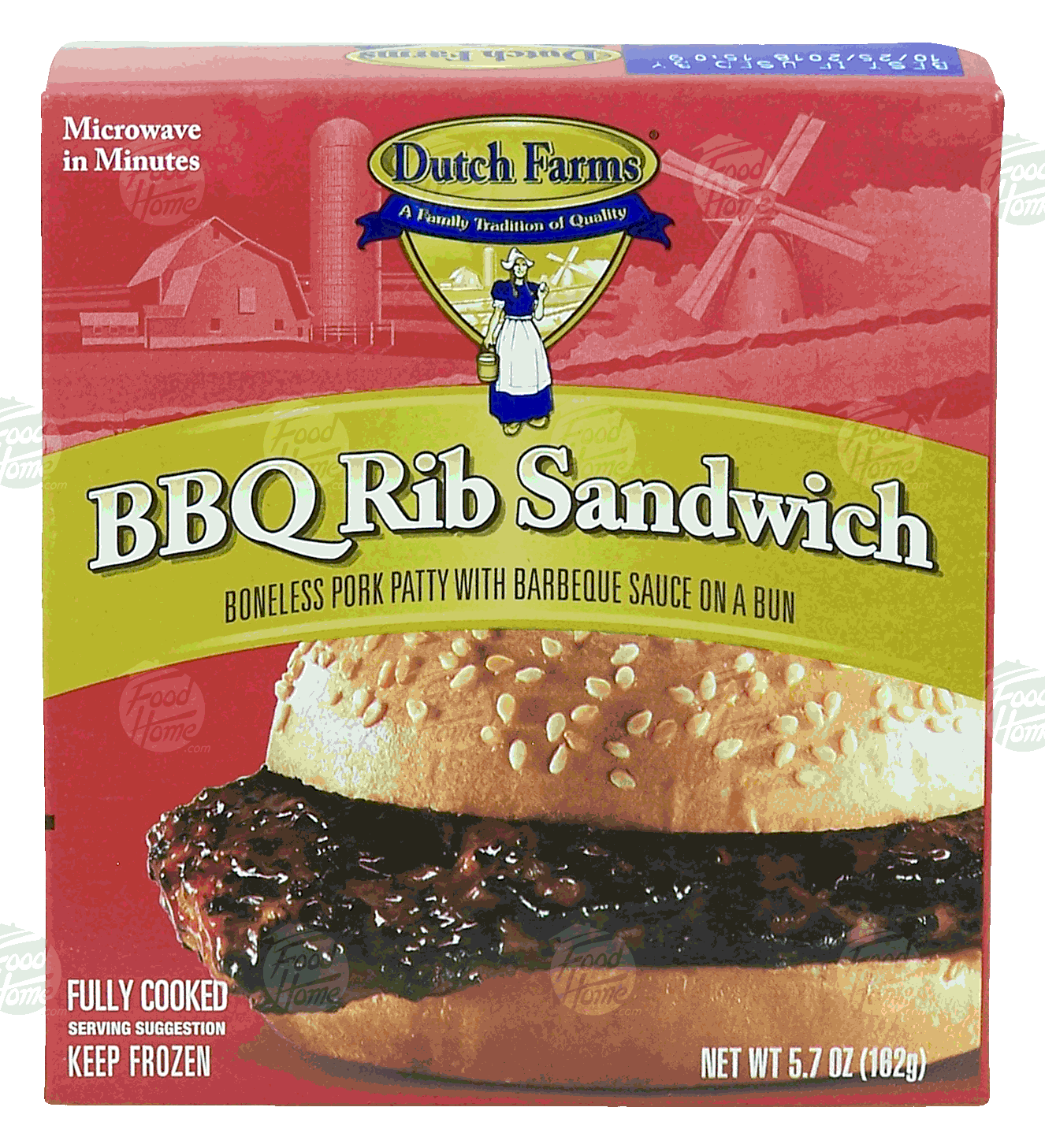 Dutch Farms  BBQ rib sandwich, boneless pork patty with barbecue sauce on a bun, fully cooked Full-Size Picture